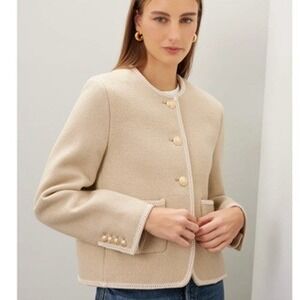 Dunst Jacket Womens XX Small Beige Classic Tweed‎ Boucle French Style Blazer